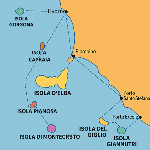 Mappa dell'Arcipelago Toscano