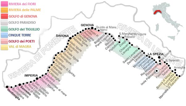 Mappa della Riviera Ligure